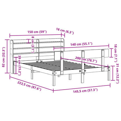 Massivholzbett ohne Matratze Weiß 140x200 cm Kiefernholz