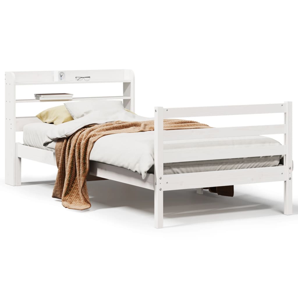 Bed frame with headboard without mattress white 75x190 cm