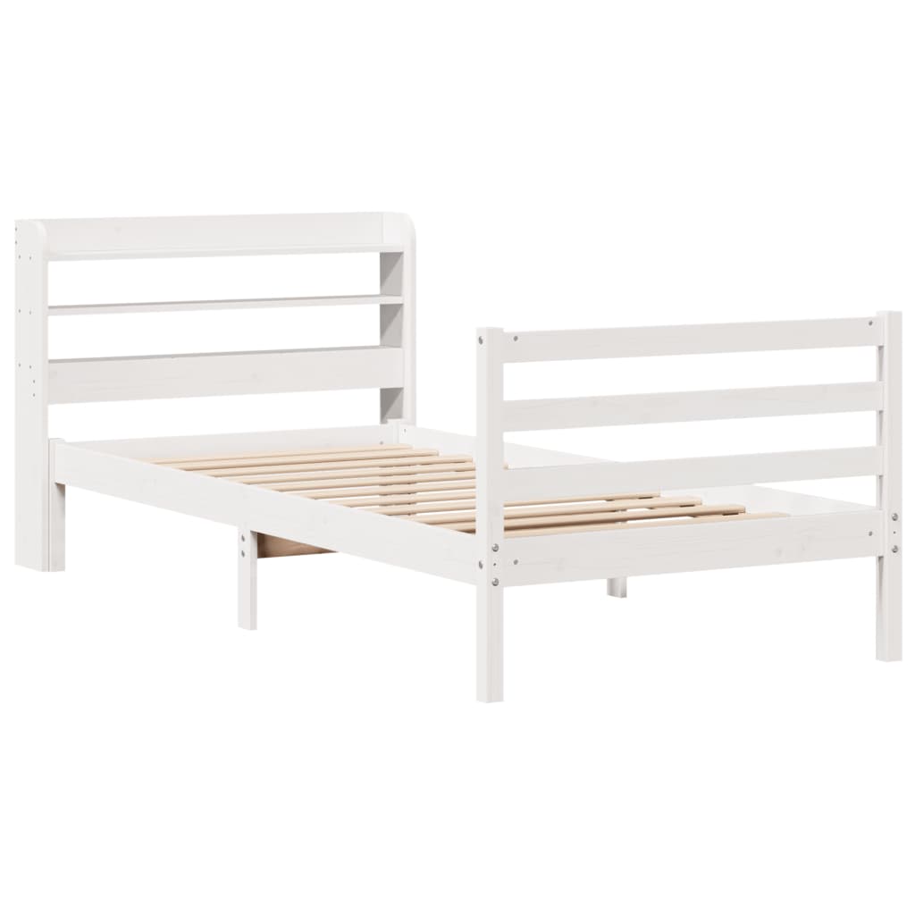 Bed frame with headboard without mattress white 75x190 cm