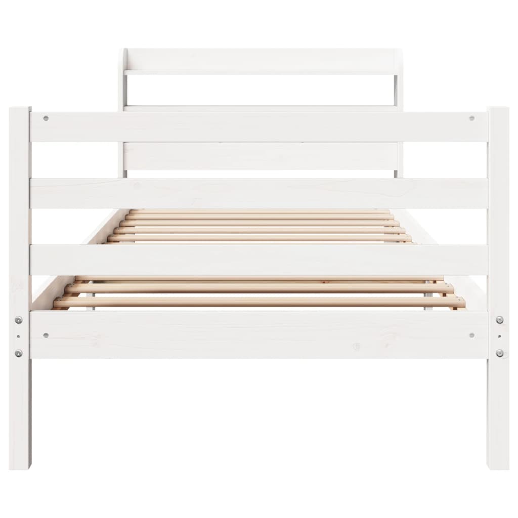 Bed frame with headboard without mattress white 75x190 cm