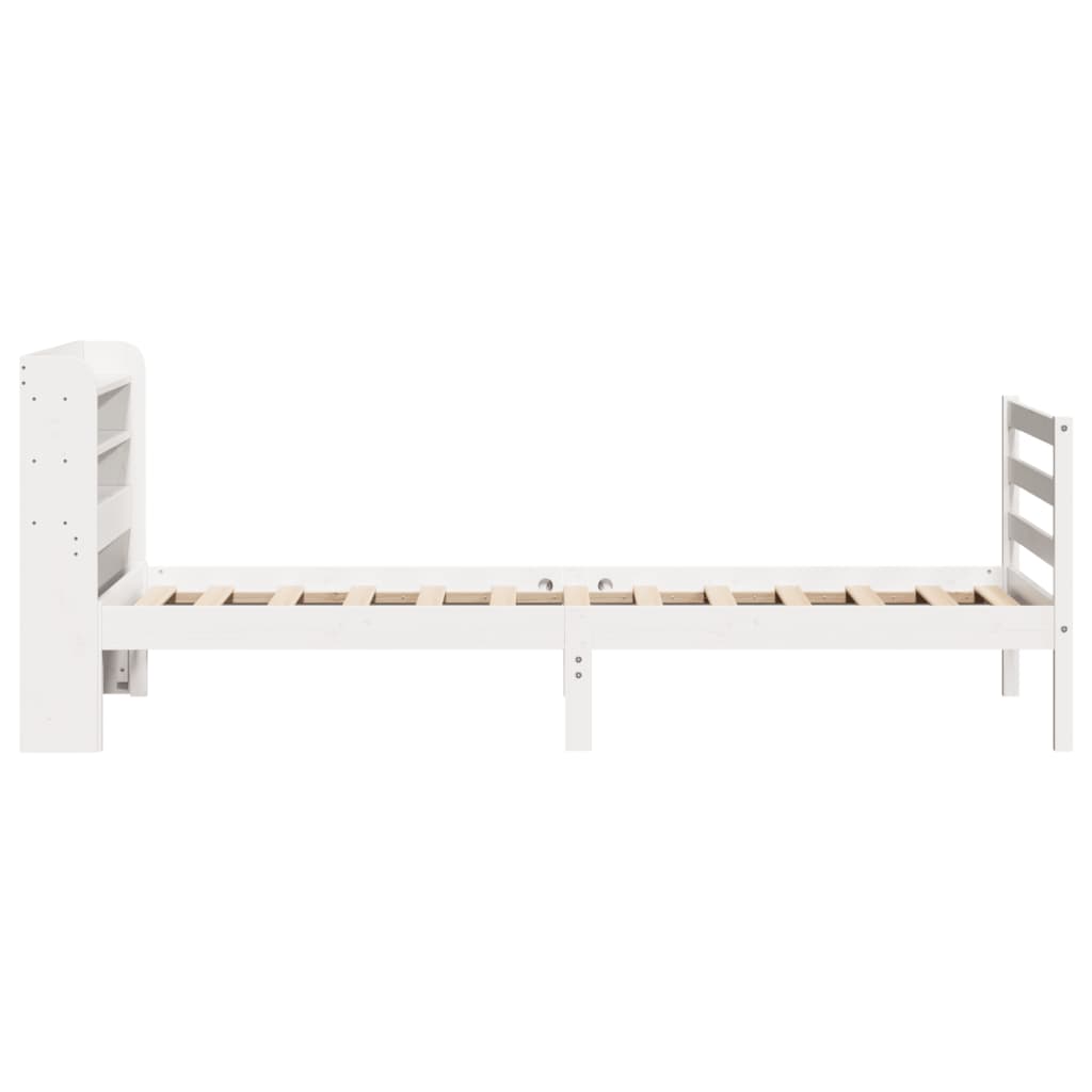 Bed frame with headboard without mattress white 75x190 cm