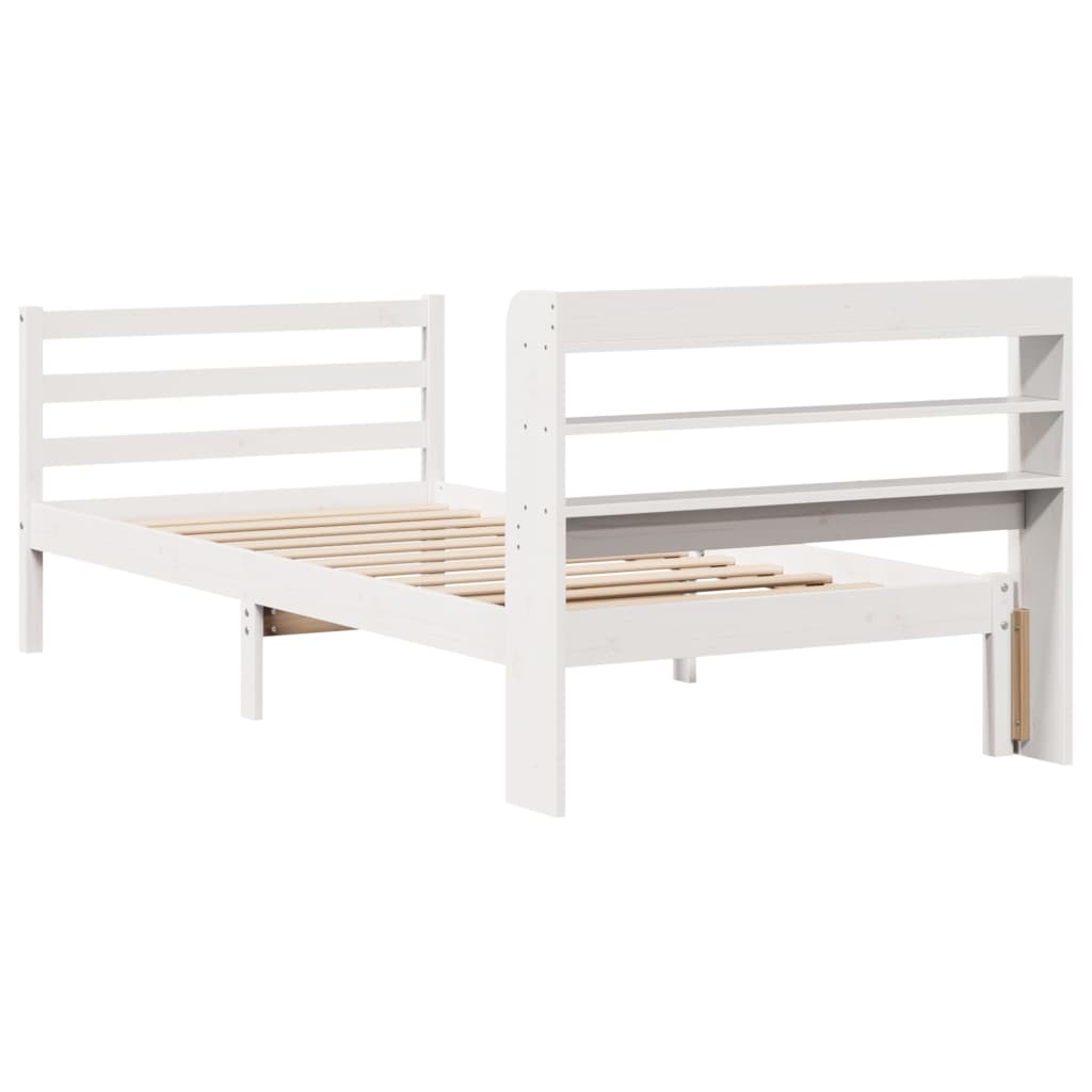 Bed frame with headboard without mattress white 75x190 cm