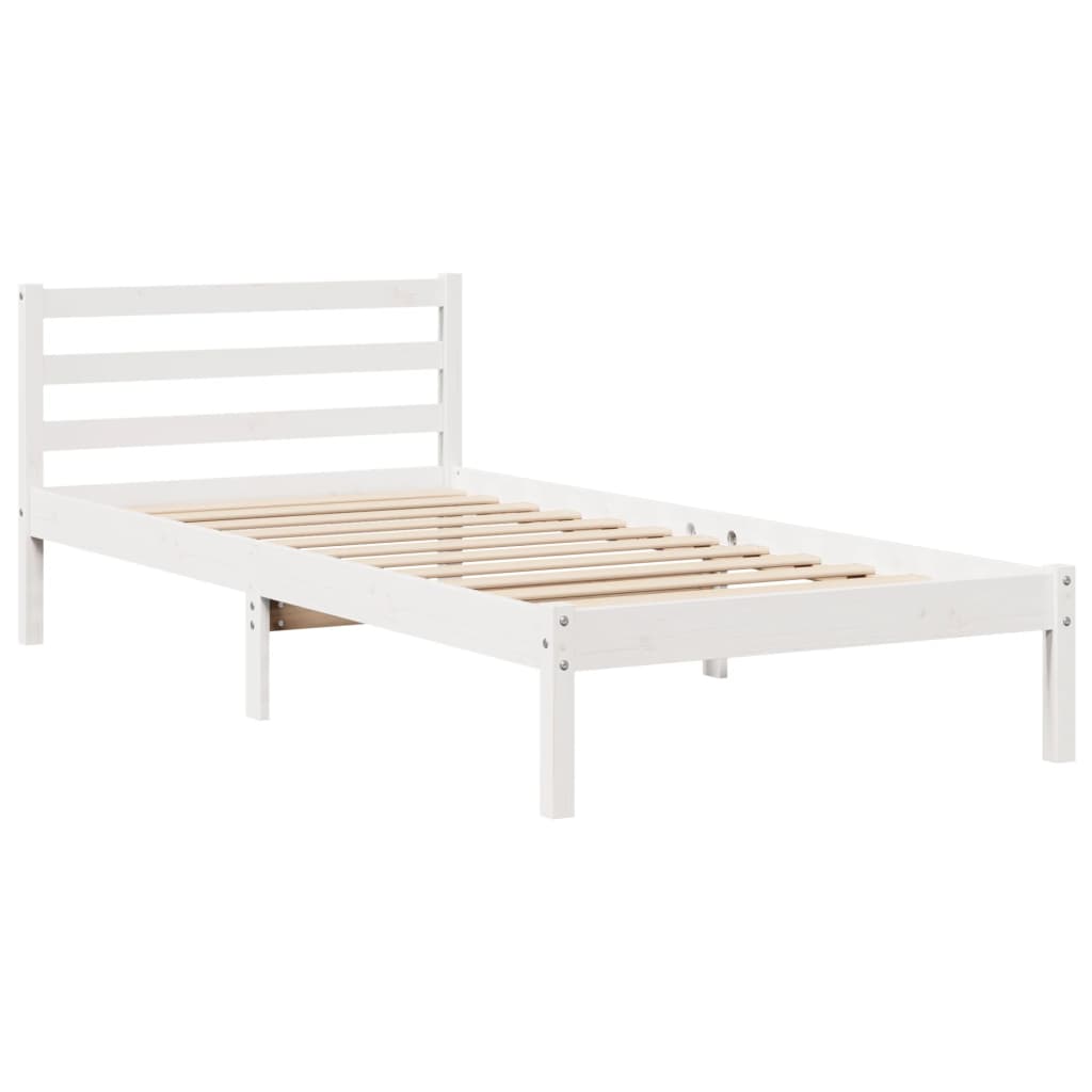 Bed frame with headboard without mattress white 75x190 cm