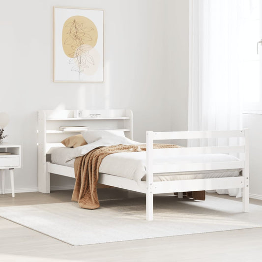 Bed frame with headboard without mattress white 75x190 cm