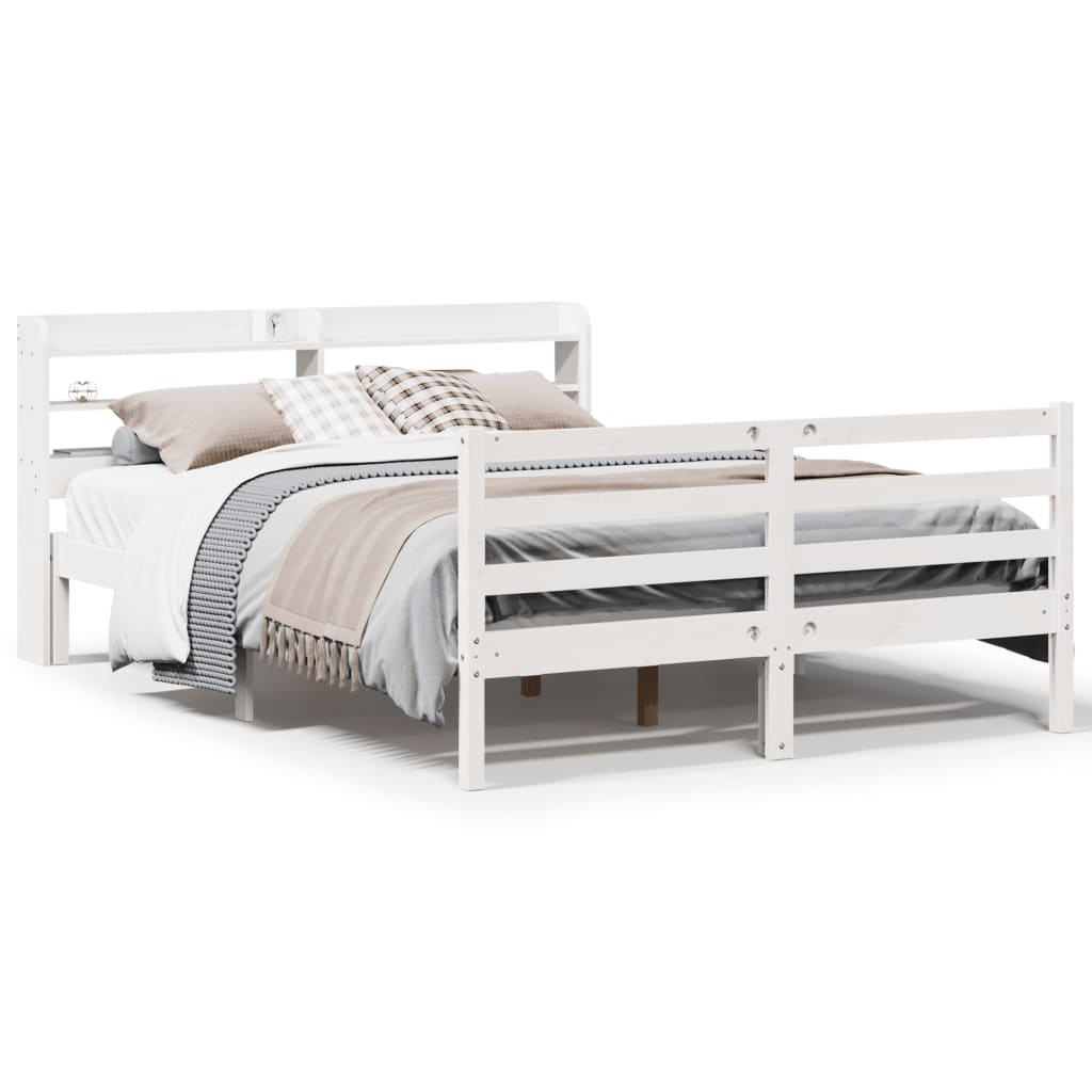 Bed frame with headboard without mattress white 120x190 cm