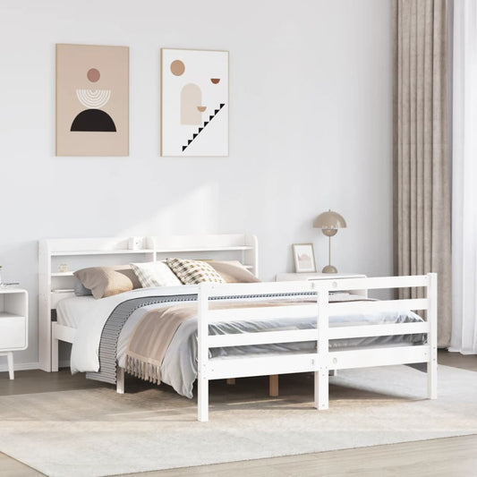 Bed frame with headboard without mattress white 120x190 cm