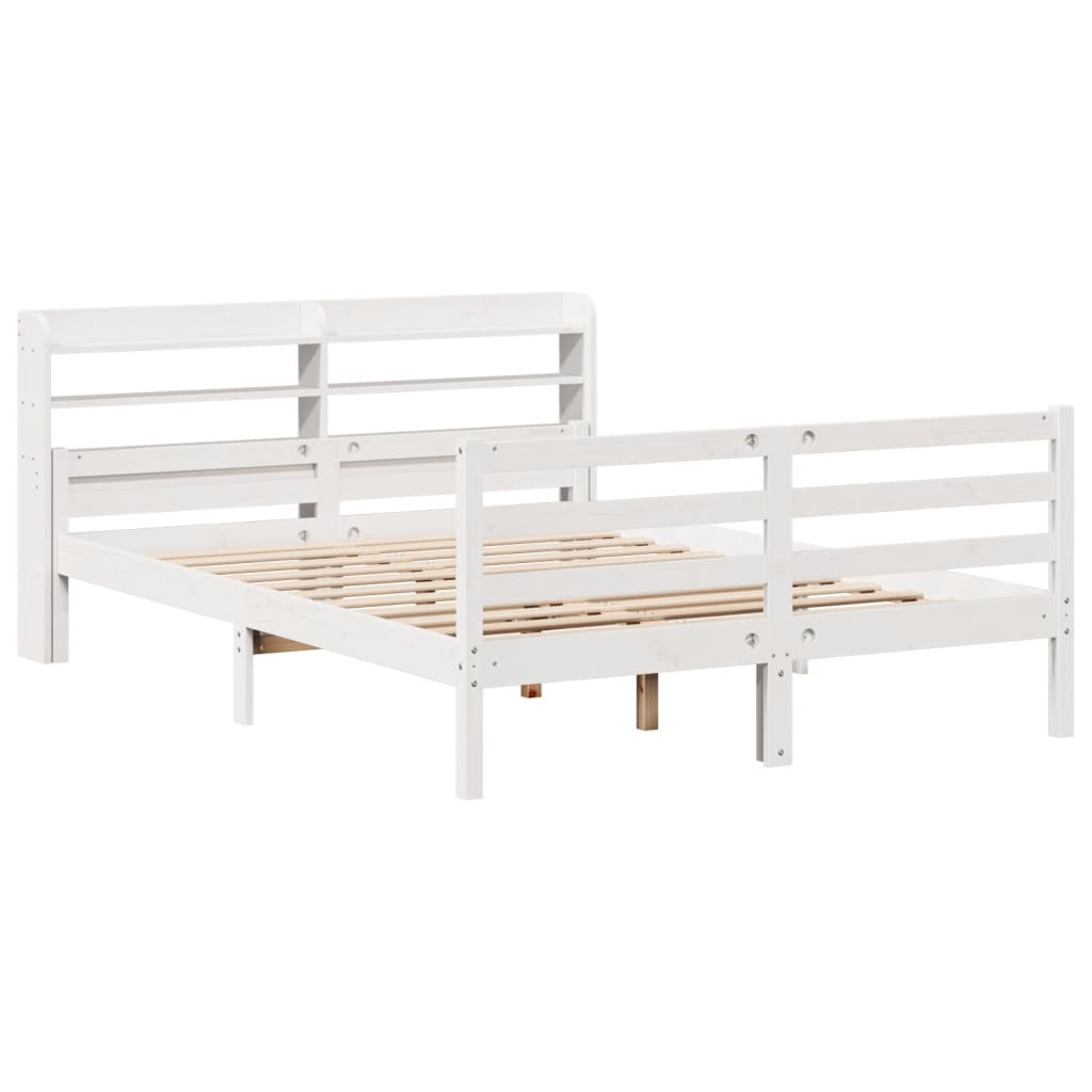 Bettgestell mit Kopfteil ohne Matratze Weiß 135x190 cm