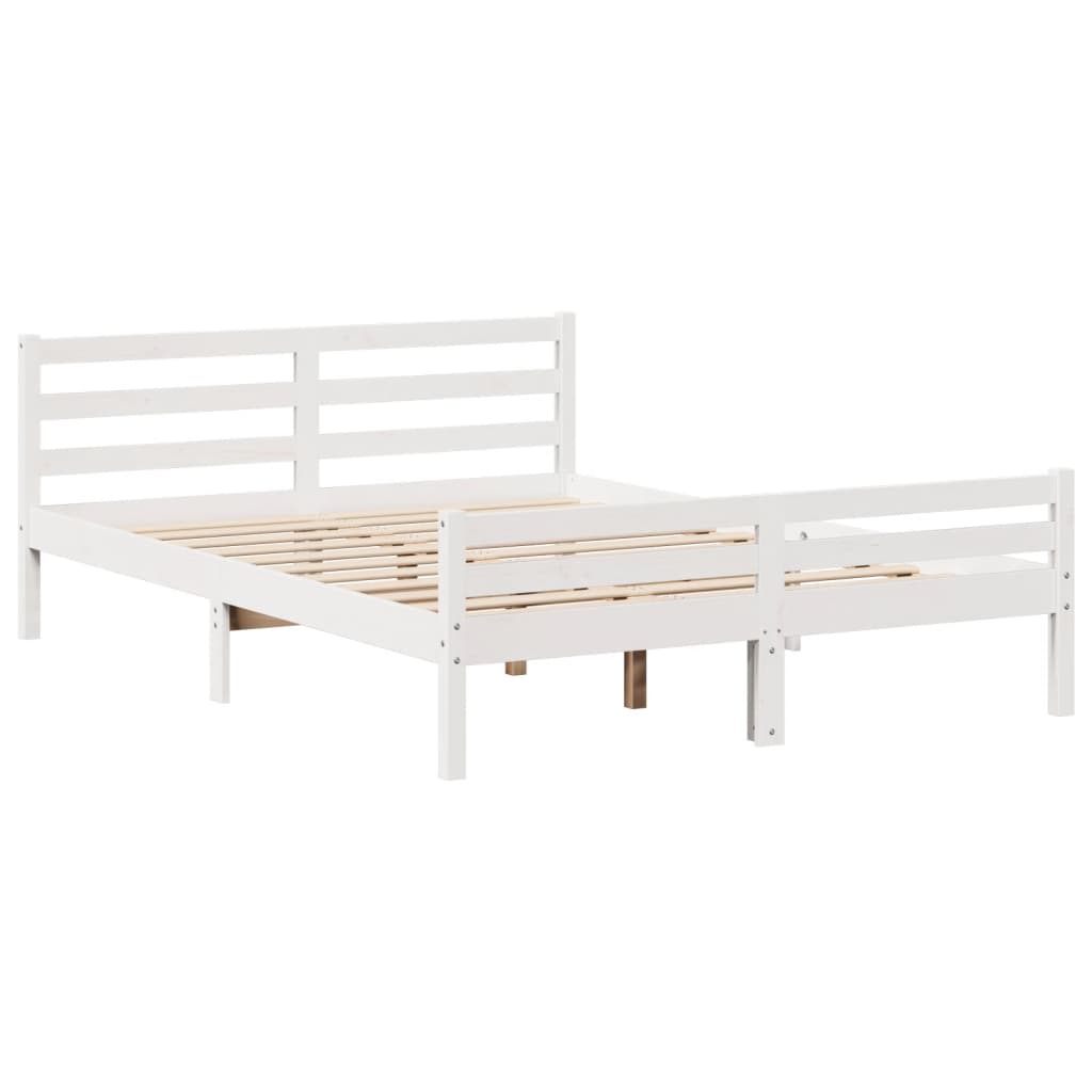 Bettgestell mit Kopfteil ohne Matratze Weiß 135x190 cm