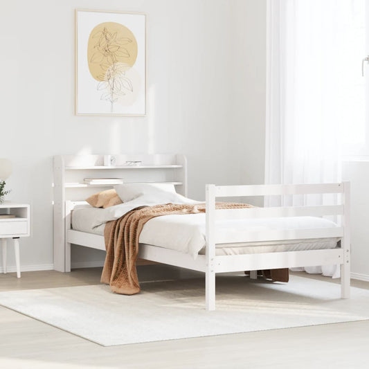 Bettgestell mit Kopfteil ohne Matratze Weiß 100x200 cm