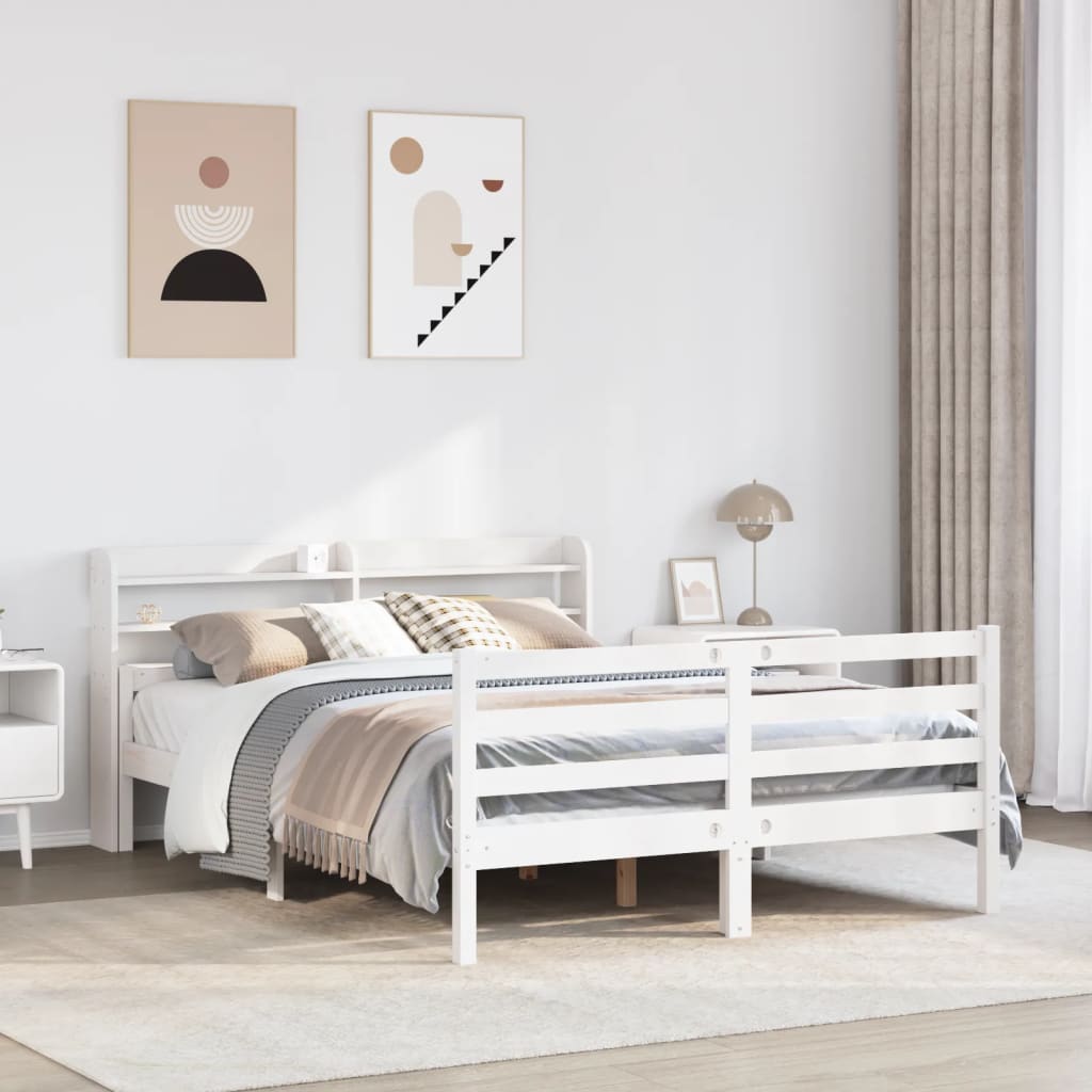 Bettgestell mit Kopfteil ohne Matratze Weiß 140x200 cm