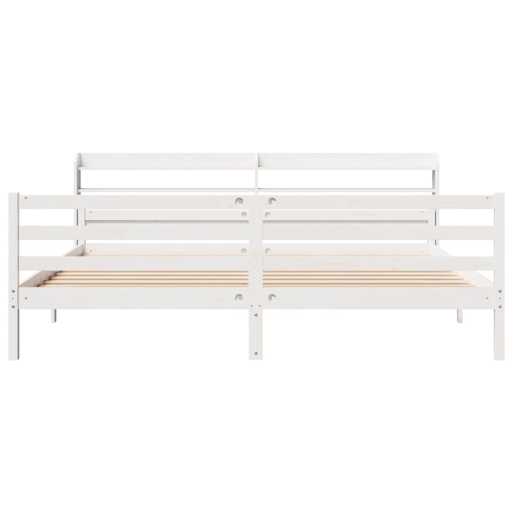 Bettgestell mit Kopfteil ohne Matratze Weiß 200x200 cm