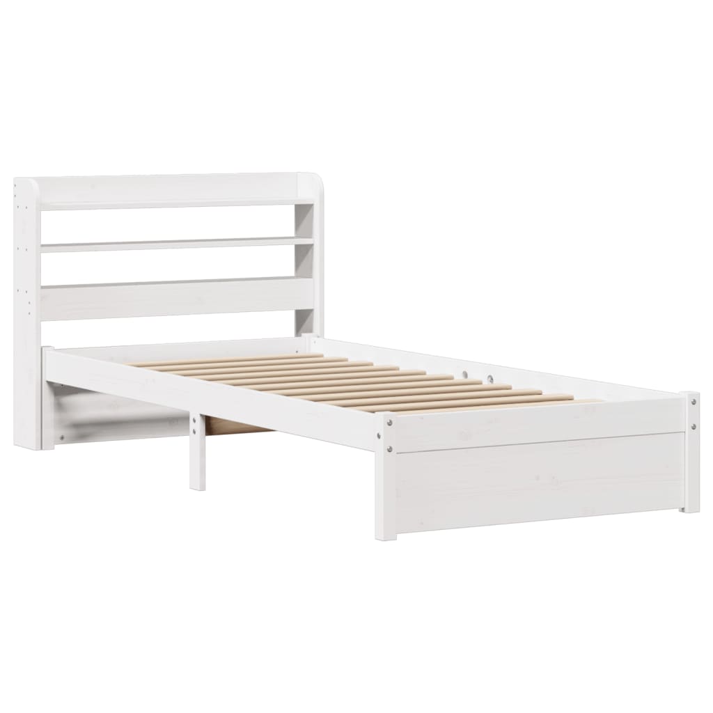 Bed frame with headboard without mattress white 75x190 cm