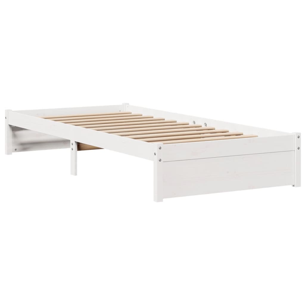 Bed frame with headboard without mattress white 75x190 cm