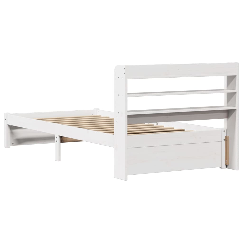 Bed frame with headboard without mattress white 75x190 cm
