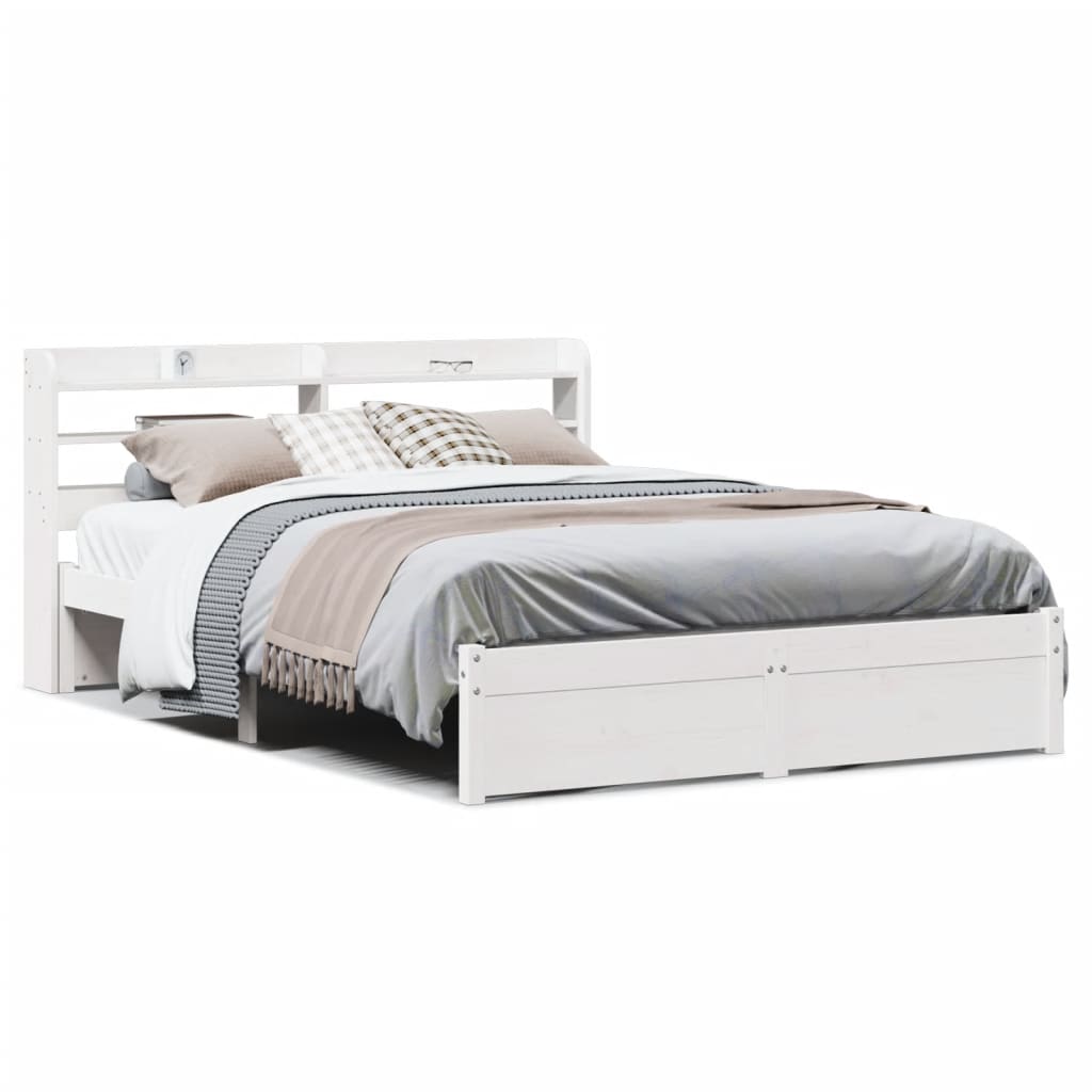 Bed frame with headboard without mattress white 120x200 cm