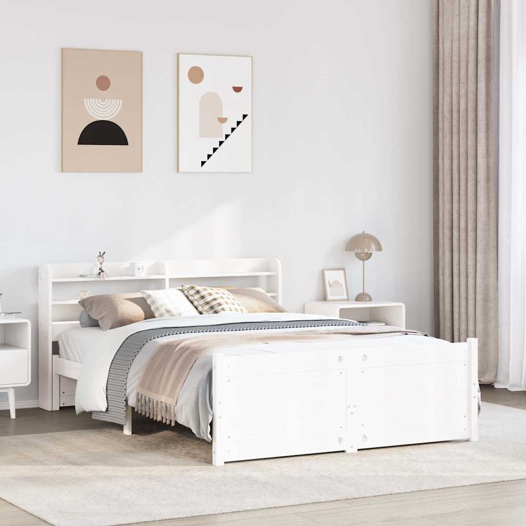 Bettgestell mit Kopfteil ohne Matratze Weiß 140x200 cm