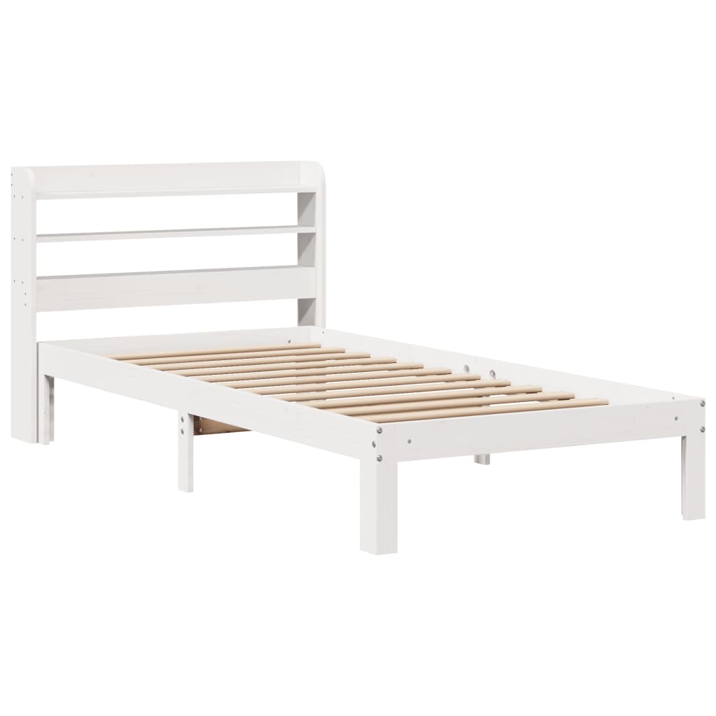 Bed frame with headboard without mattress white 75x190 cm