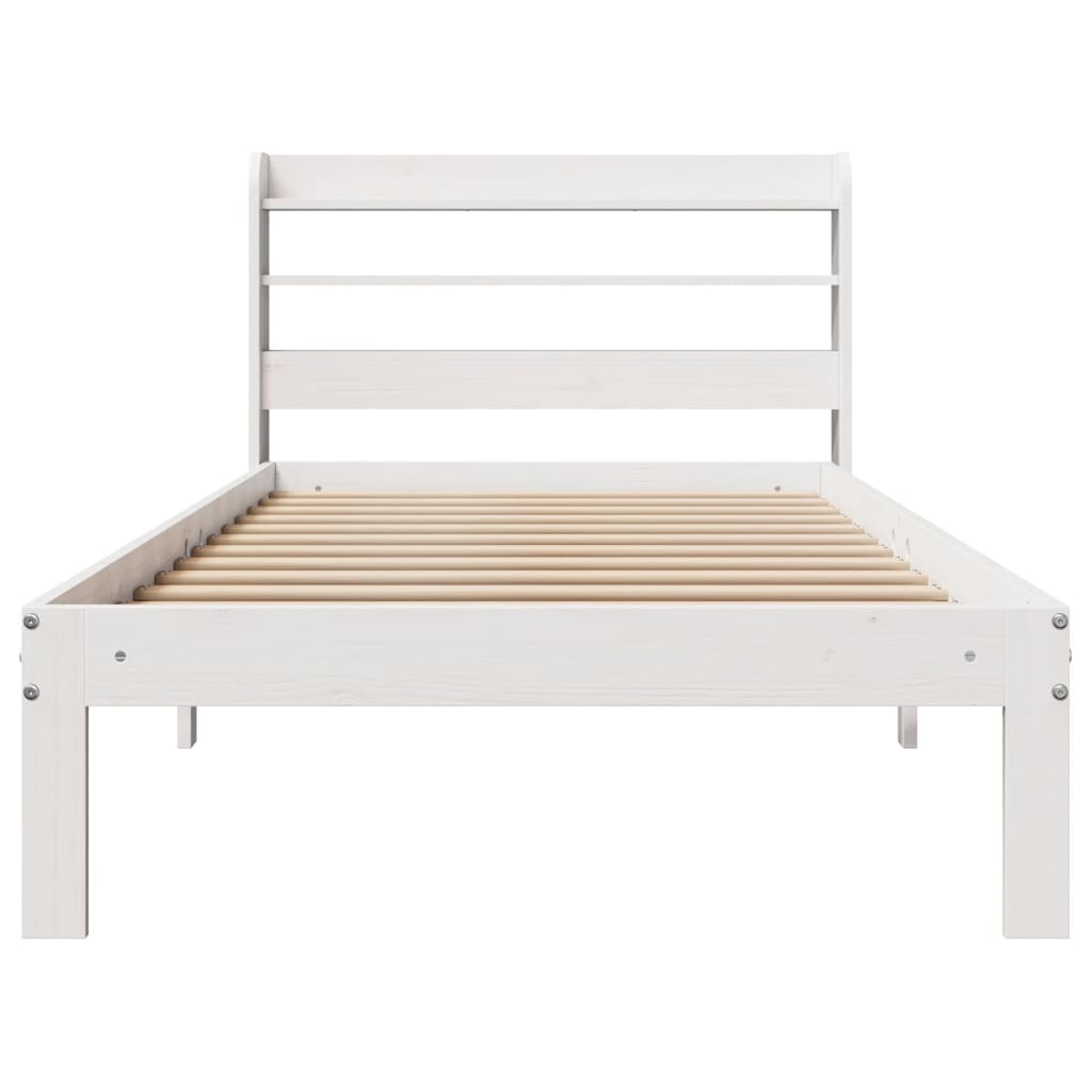 Bed frame with headboard without mattress white 75x190 cm