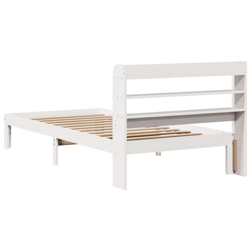 Bed frame with headboard without mattress white 75x190 cm