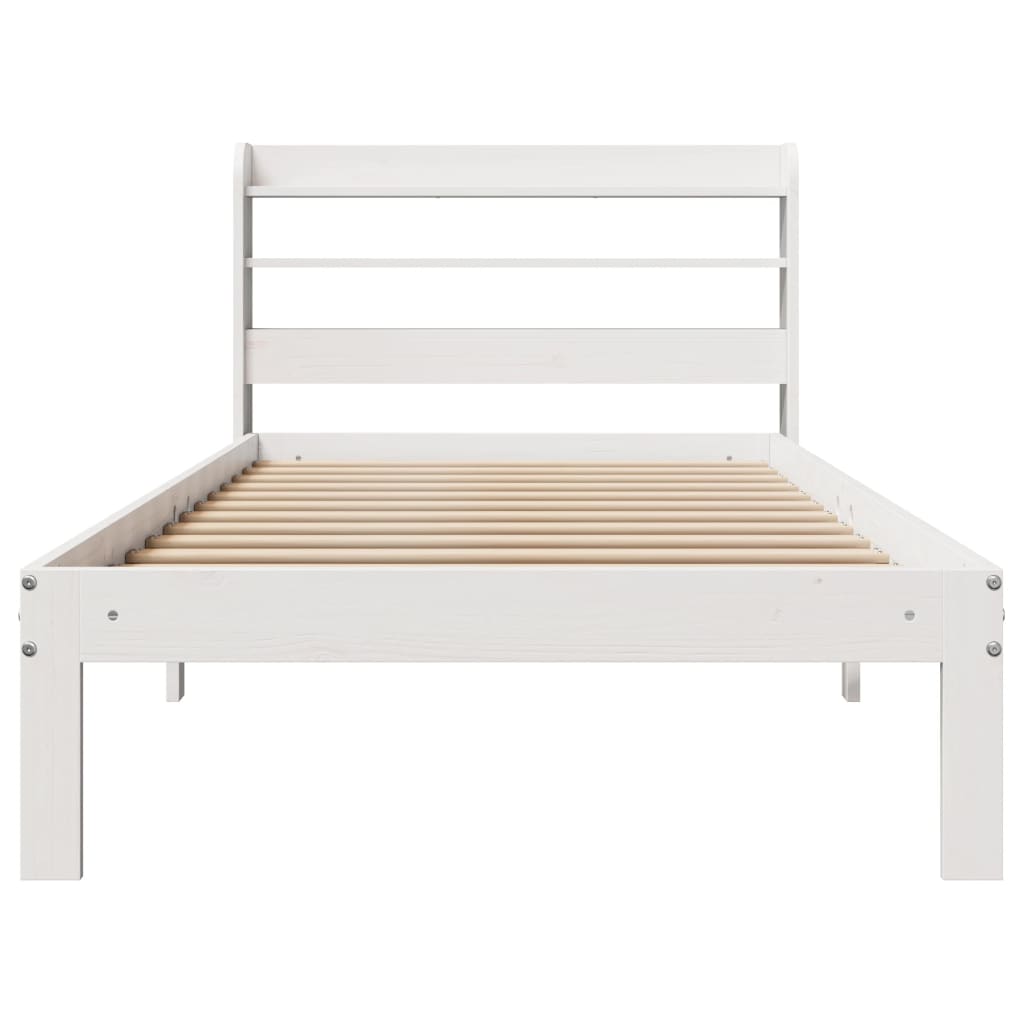 Bed frame with headboard without mattress white 90x200 cm