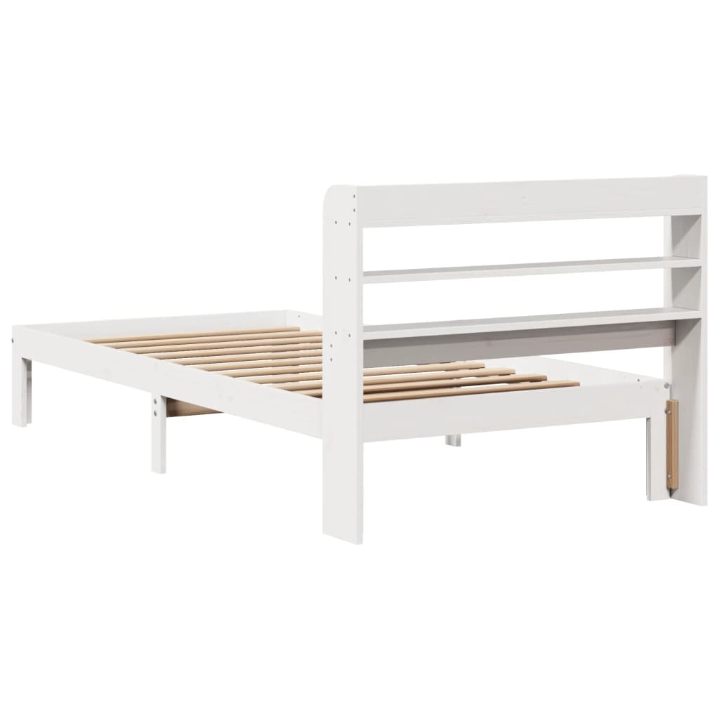 Bed frame with headboard without mattress white 90x200 cm
