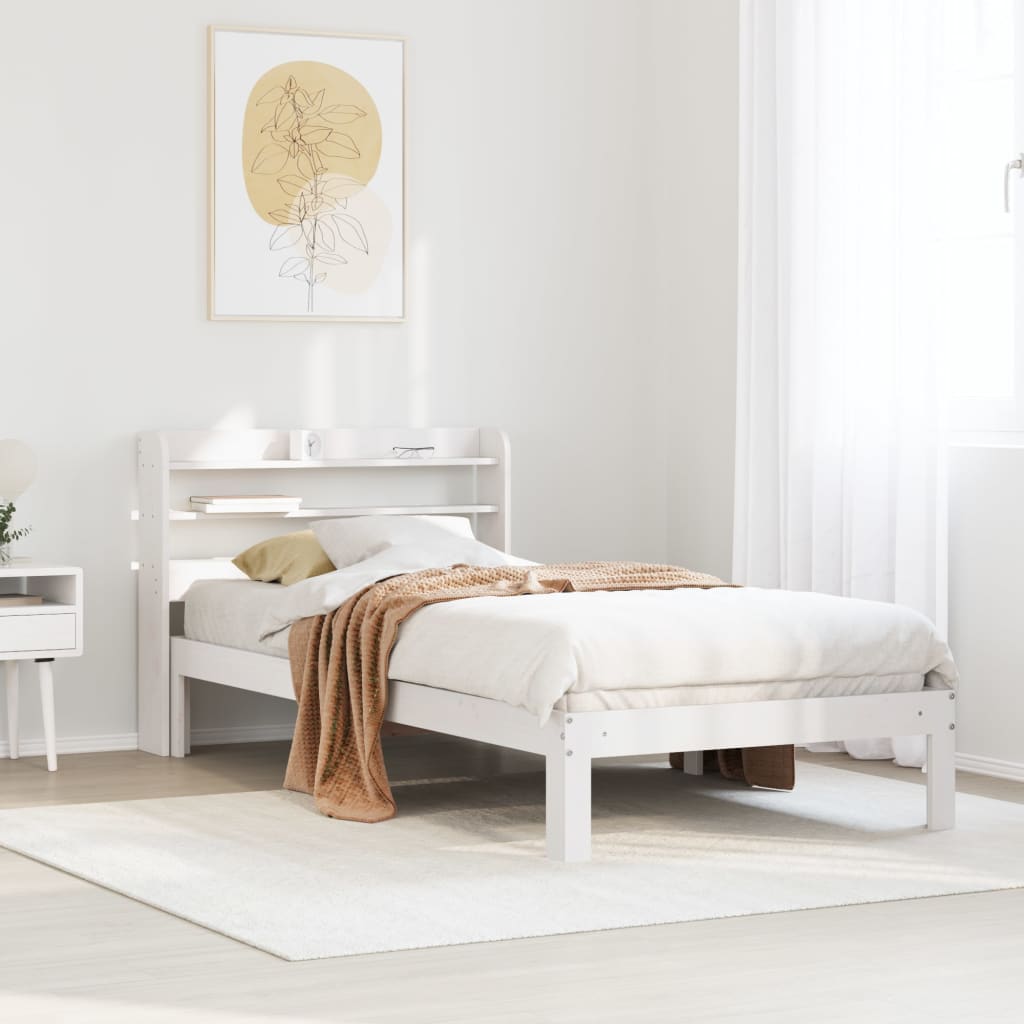 Bed frame with headboard without mattress white 90x200 cm