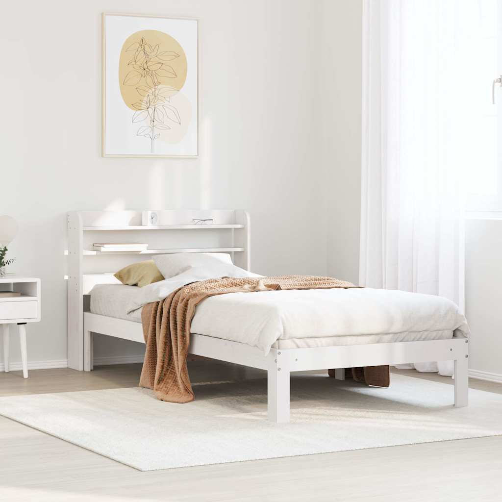 Bettgestell mit Kopfteil ohne Matratze Weiß 90x200 cm