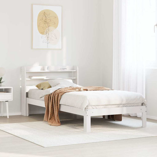 Bettgestell mit Kopfteil ohne Matratze Weiß 90x200 cm