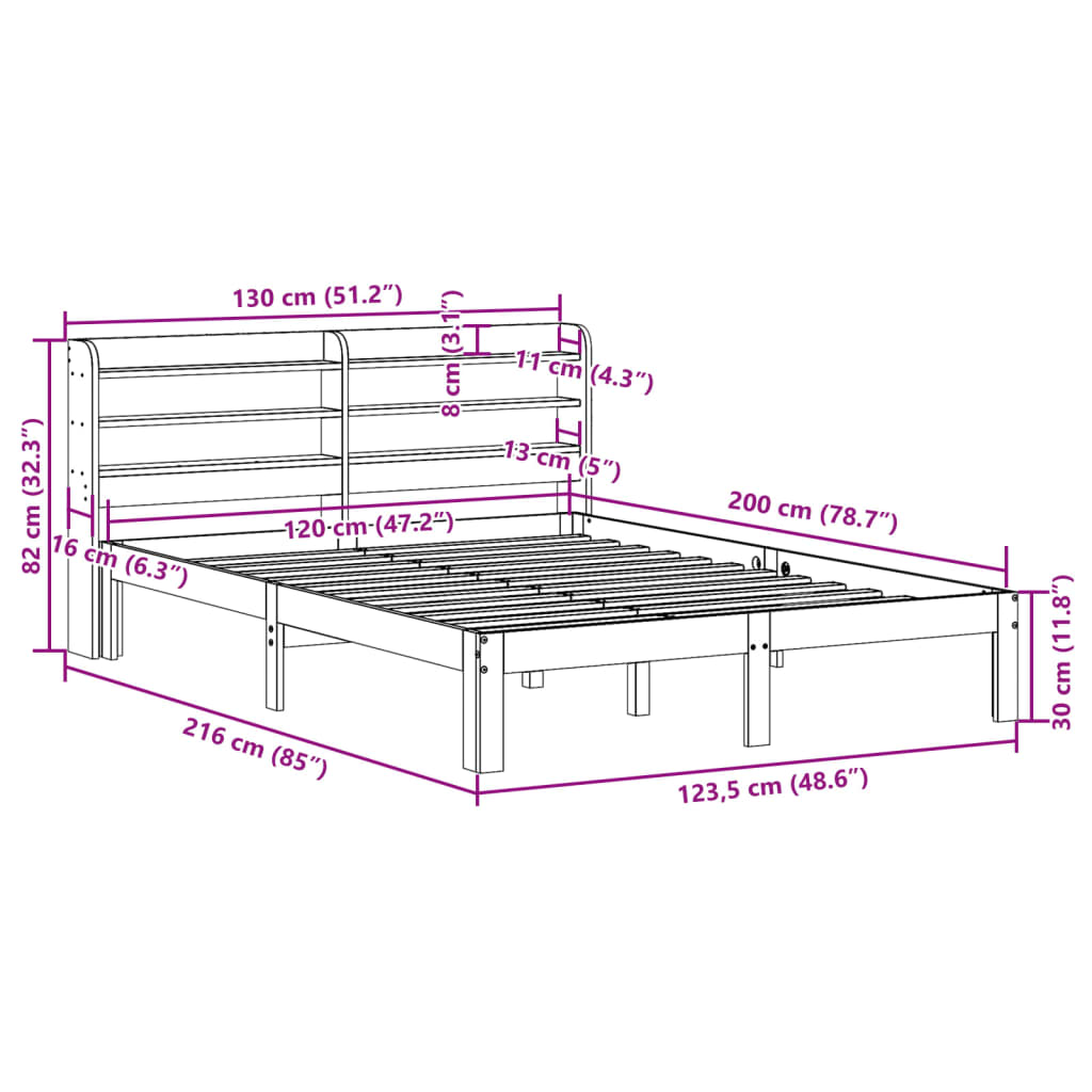Bed frame with headboard without mattress 120x200 cm
