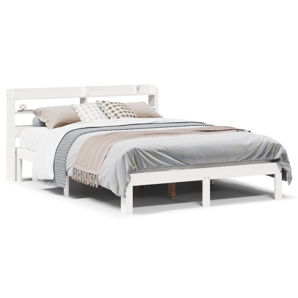 Bed frame with headboard without mattress white 120x200 cm