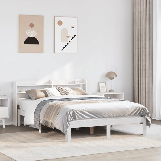 Bed frame with headboard without mattress white 120x200 cm