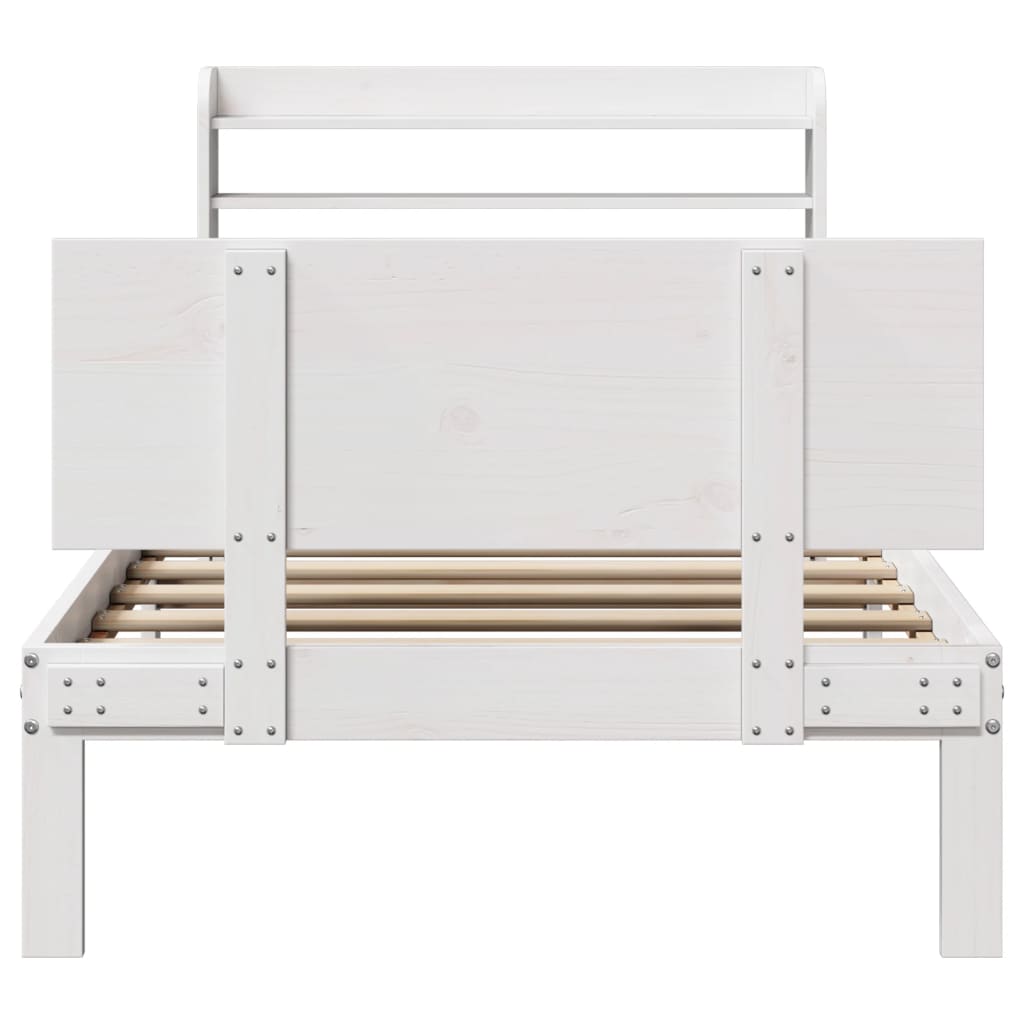 Bed frame with headboard without mattress white 75x190 cm