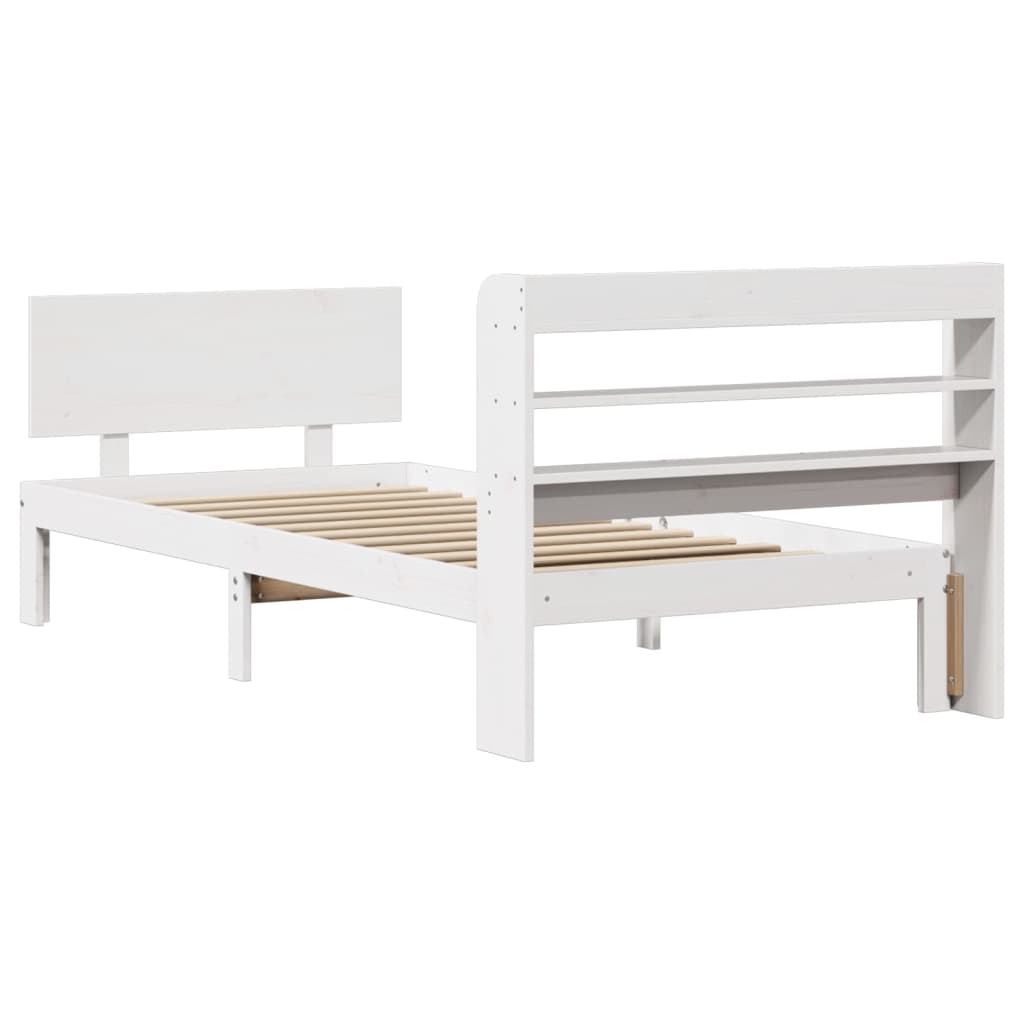Bed frame with headboard without mattress white 75x190 cm