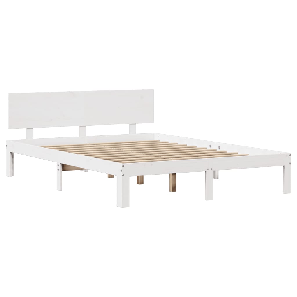 Bed frame with headboard without mattress white 120x190 cm