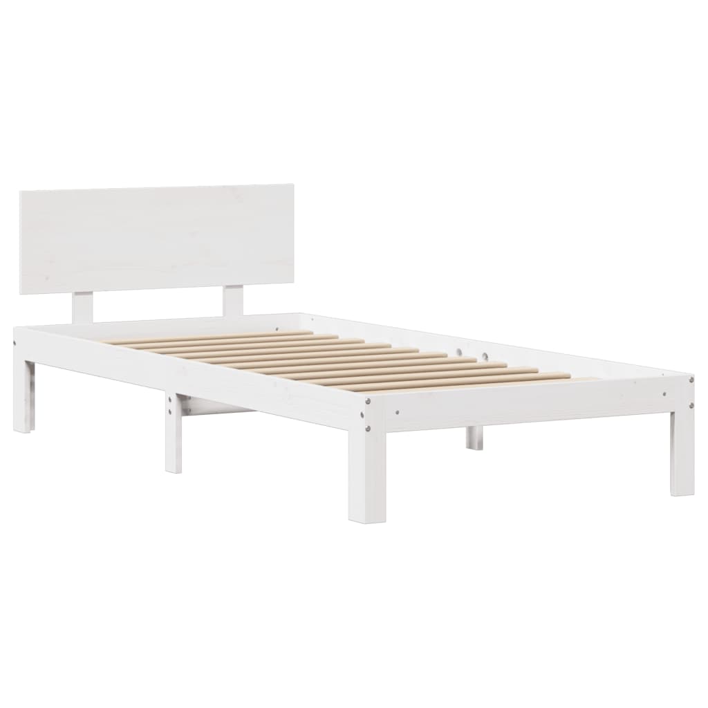 Bed frame with headboard without mattress white 90x200 cm