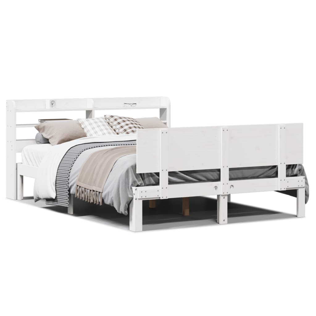 Bed frame with headboard without mattress white 120x200 cm