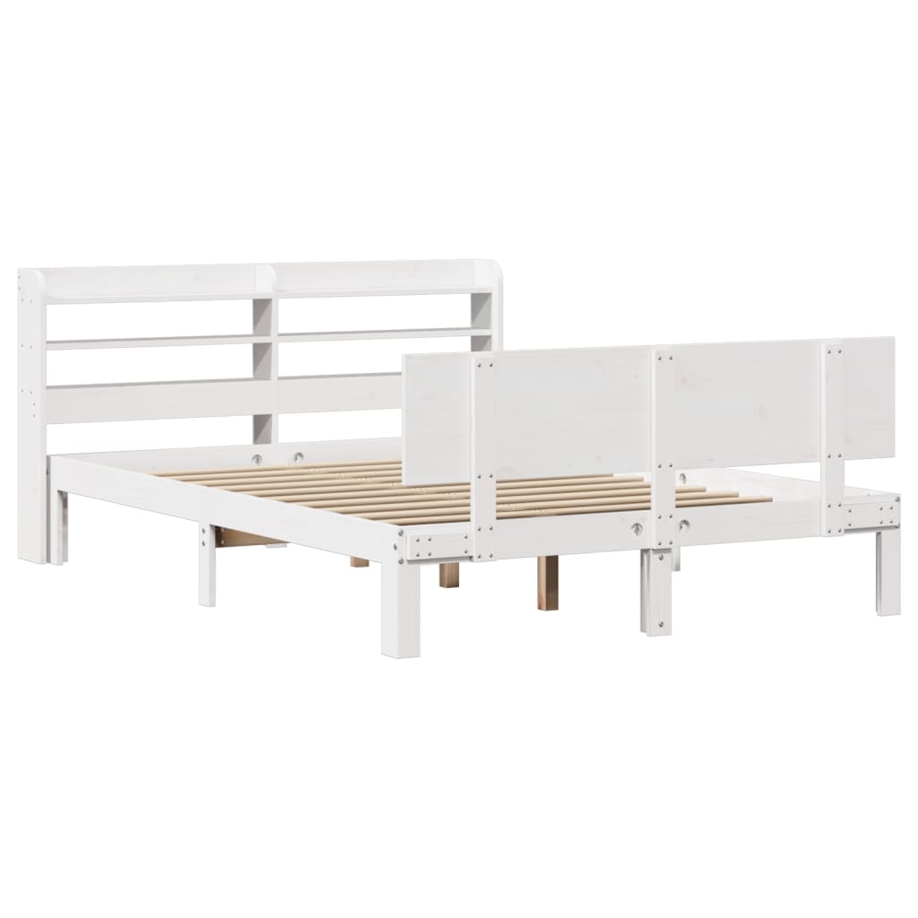 Bed frame with headboard without mattress white 120x200 cm
