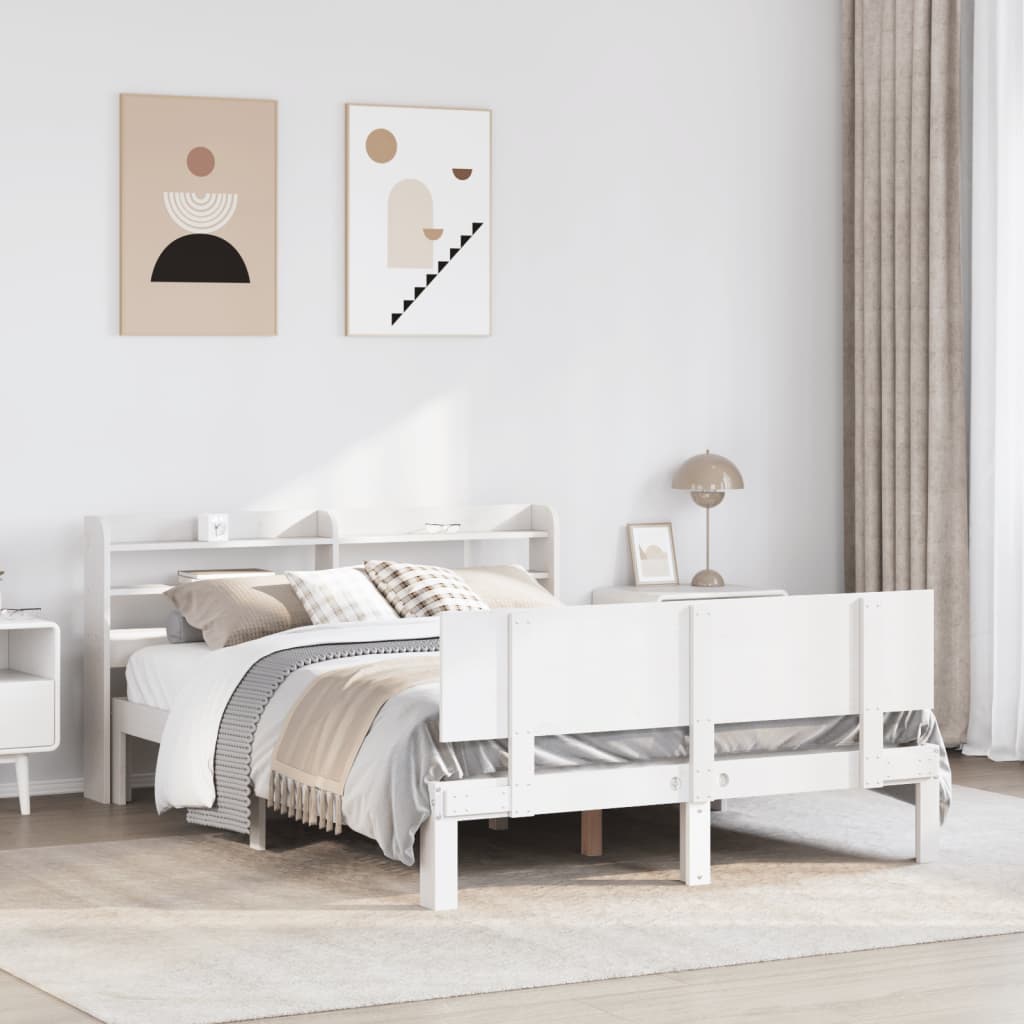 Bed frame with headboard without mattress white 120x200 cm