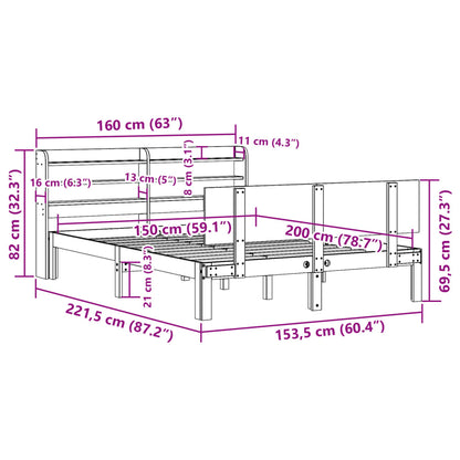 Bettgestell mit Kopfteil ohne Matratze Weiß 150x200 cm