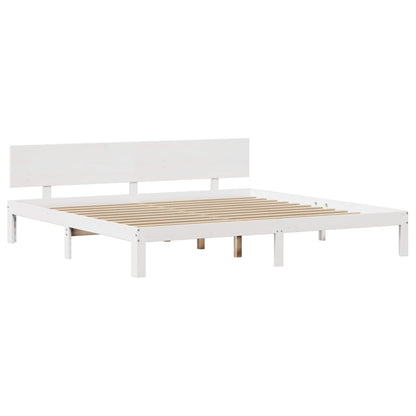 Bettgestell mit Kopfteil ohne Matratze Weiß 200x200 cm