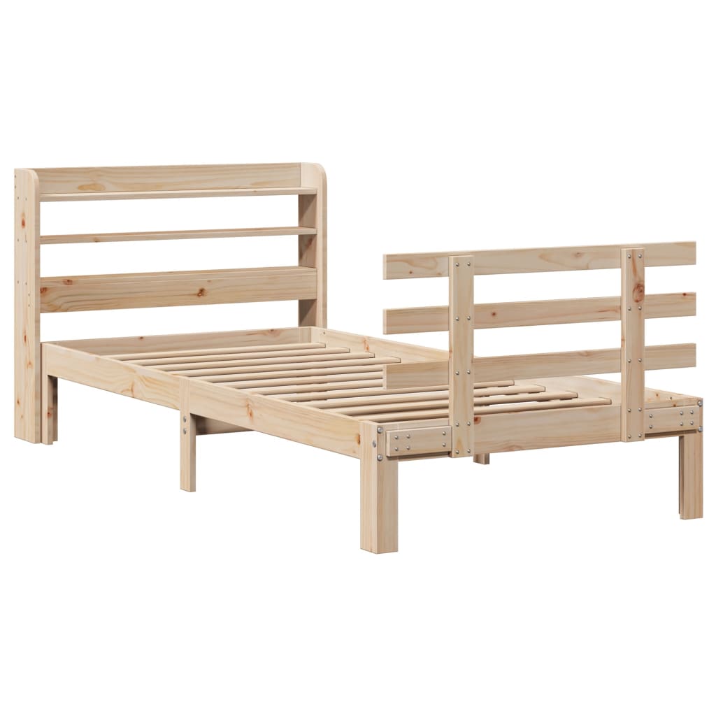 Bettgestell mit Kopfteil ohne Matratze 75x190 cm