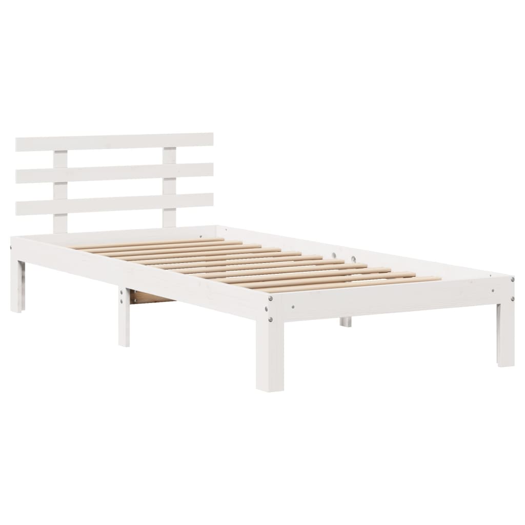 Bed frame with headboard without mattress white 75x190 cm