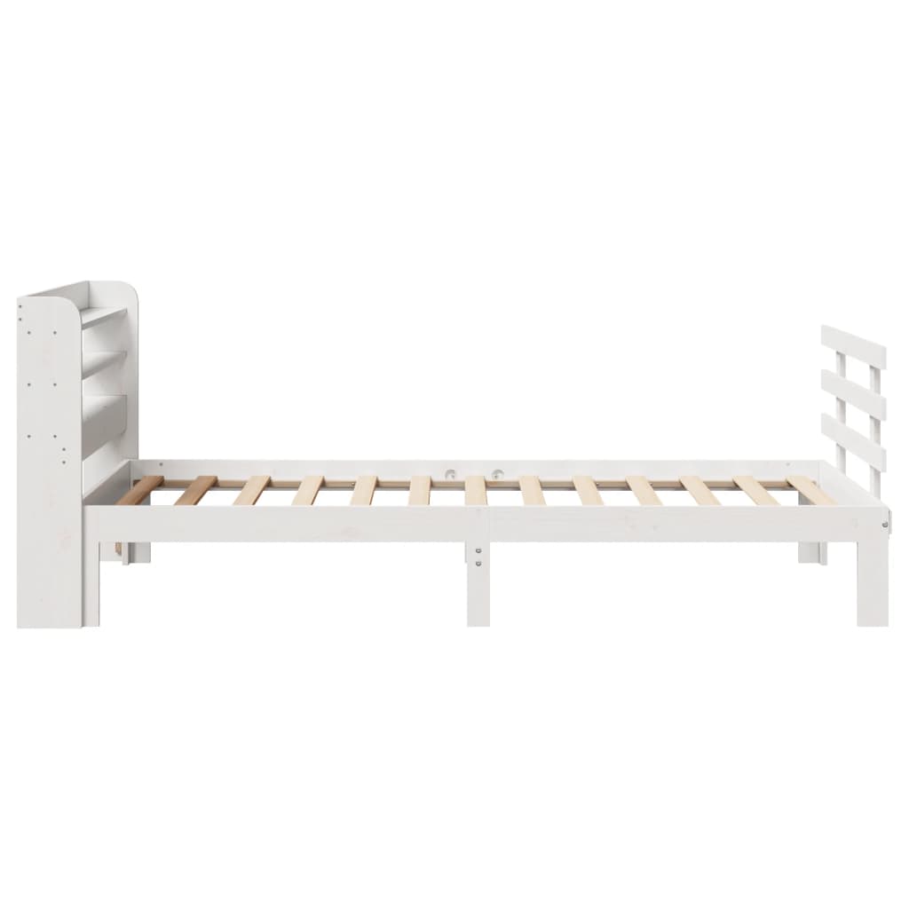 Bed frame with headboard without mattress white 75x190 cm