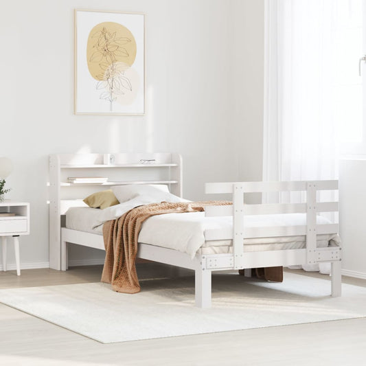 Bed frame with headboard without mattress white 75x190 cm
