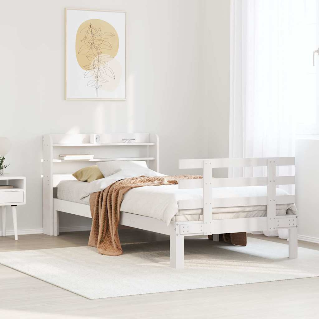 Bettgestell mit Kopfteil ohne Matratze Weiß 75x190 cm