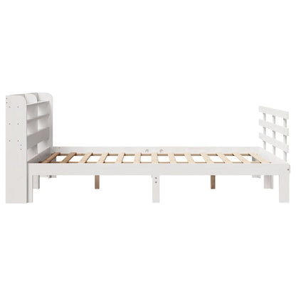 Bettgestell mit Kopfteil ohne Matratze Weiß 135x190 cm