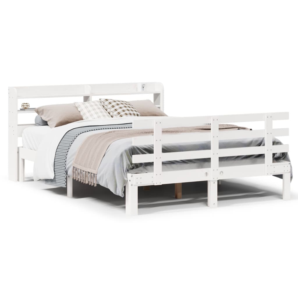 Bed frame with headboard without mattress white 120x200 cm
