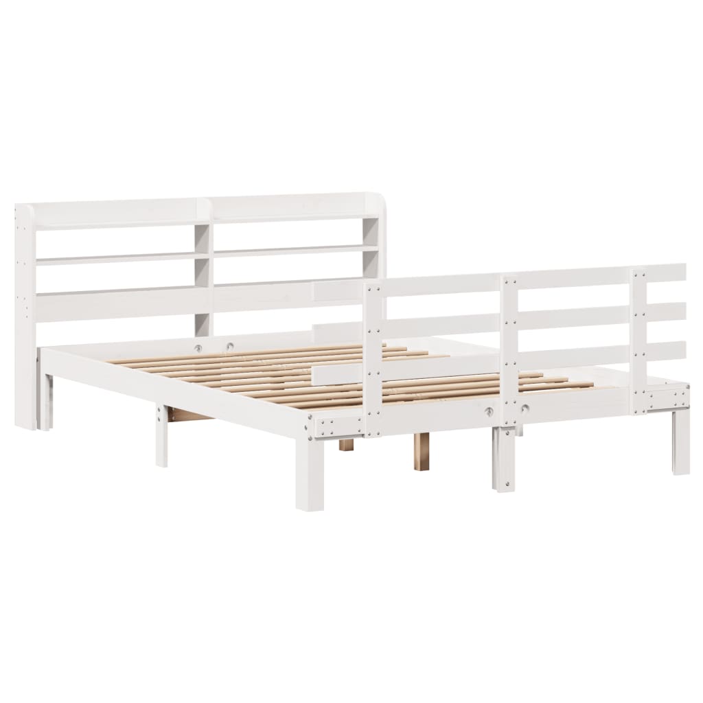 Bed frame with headboard without mattress white 120x200 cm