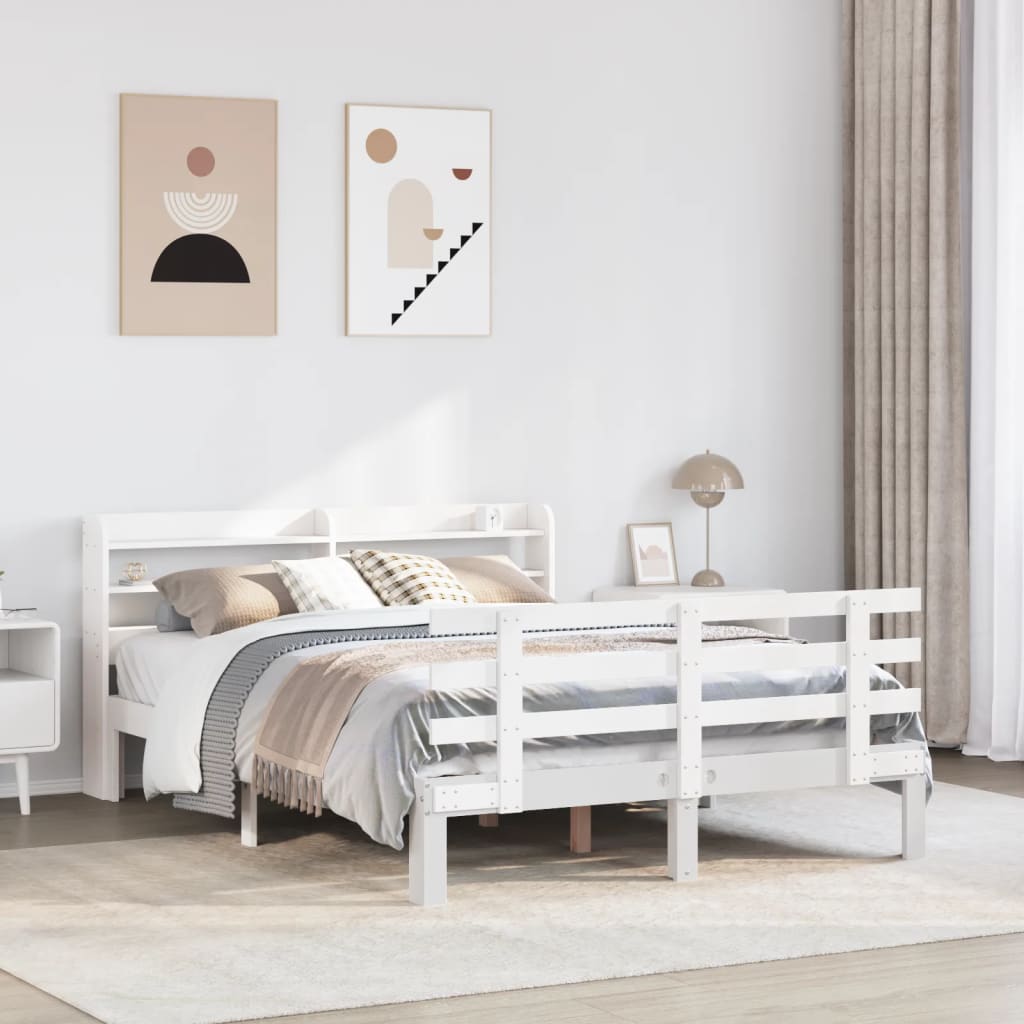 Bettgestell mit Kopfteil ohne Matratze Weiß 140x200 cm