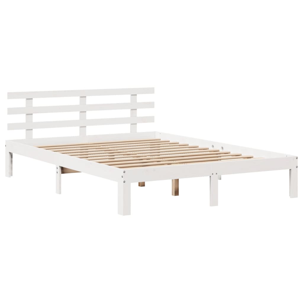 Bettgestell mit Kopfteil ohne Matratze Weiß 150x200 cm